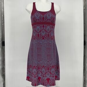 Prana Holly Dress Dahlia Scoop Neck S Fit & Flare Open Back Yoga Casual Travel